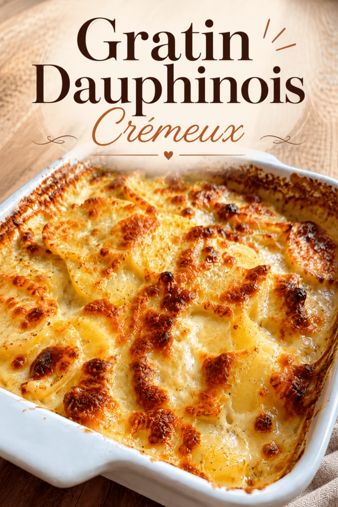 Gratin de pommes de terre fondant au fromage dans un plat familial, bien doré sur le dessus, avec une texture crémeuse et des pommes de terre tendres nappées de fromage fondu.