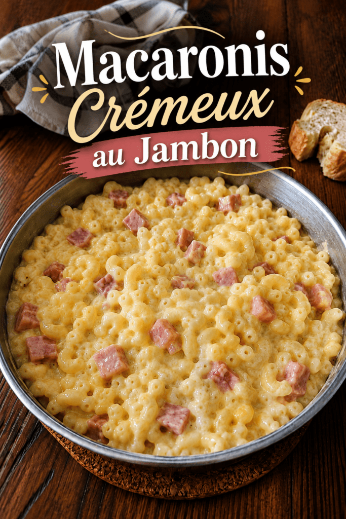 Coquillettes jambon fromage crémeuses servies dans une assiette creuse, avec une sauce onctueuse à la crème, du fromage fondu et des morceaux de jambon.