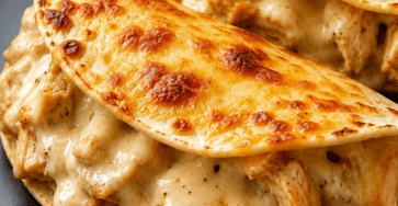 Tacos gratiné au poulet avec sauce fromagère crémeuse, tortillas dorées au four, fromage râpé gratiné et garniture fondante.