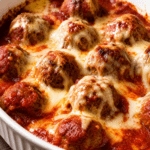 Boulettes de viande fondantes dans une sauce tomate parfumée, gratinées avec de la mozzarella fondue et servies dans un plat familial.