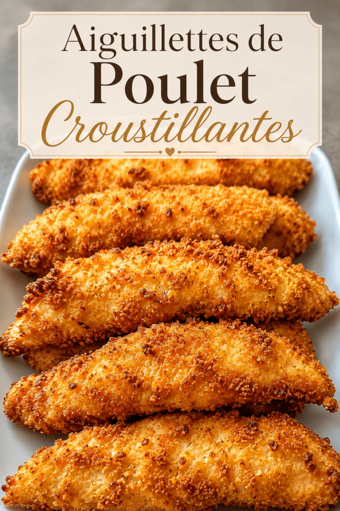 Poulet croustillant au four façon tenders, morceaux dorés et panés, servis chauds avec une texture croquante à l’extérieur et tendre à l’intérieur.