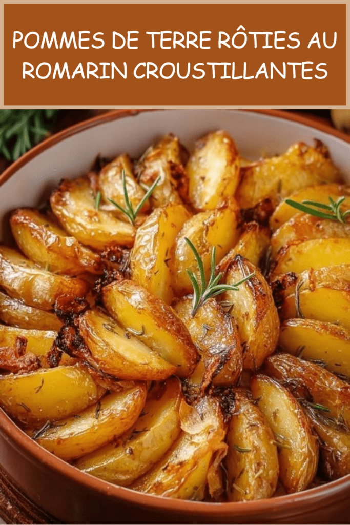 Pommes de terre rôties au romarin, dorées et croustillantes, assaisonnées avec huile d’olive, ail, herbes de Provence et paprika.
