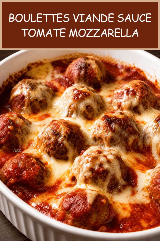 Boulettes de viande fondantes dans une sauce tomate parfumée, gratinées avec de la mozzarella fondue et servies dans un plat familial.