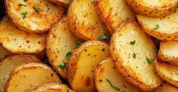 Pommes de terre en rondelles cuites à l’air fryer, dorées et croustillantes, servies avec du persil frais et une sauce maison