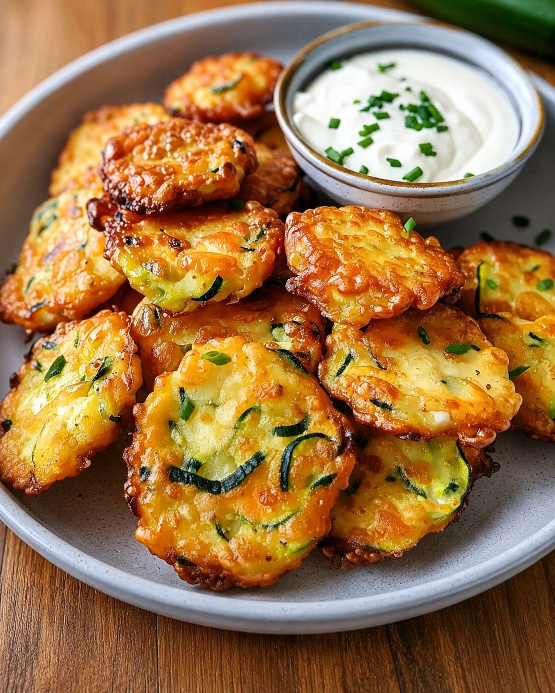 Beignets de courgette dorés et croustillants, préparés avec des rondelles de courgette enrobées de pâte légère, servis chauds avec une sauce maison.
