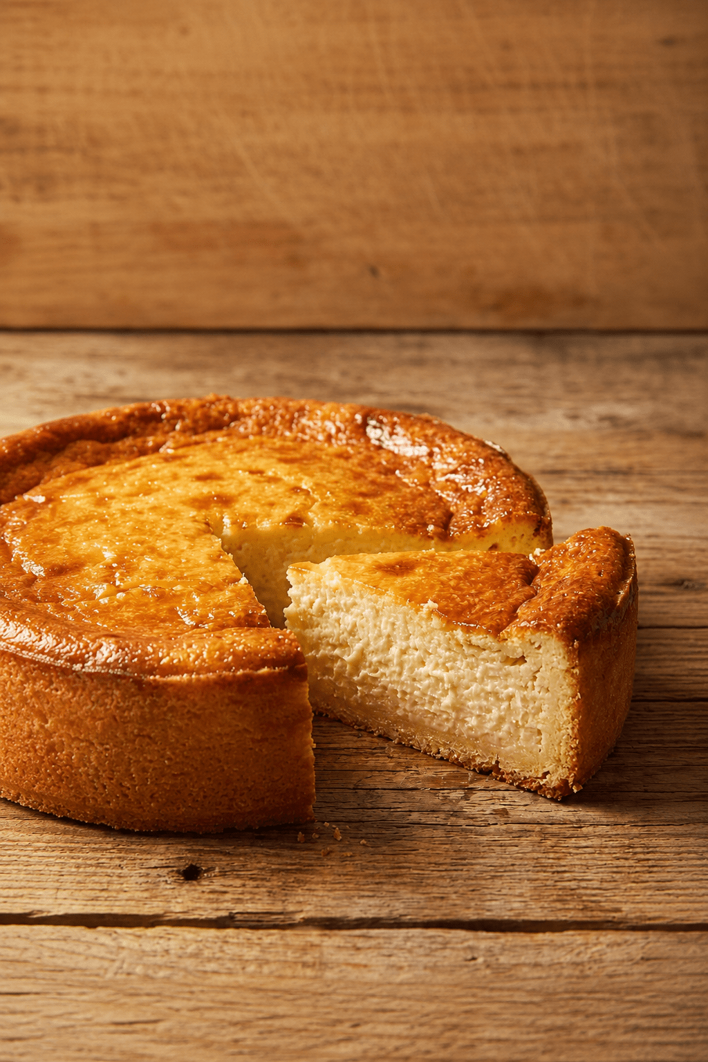 Gâteau au yaourt moelleux et doré, servi en parts sur une assiette, avec une texture légère et une surface légèrement croustillante.