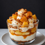 Verrines de tiramisu aux pommes poêlées, caramel beurre salé, crème mascarpone onctueuse et miettes de spéculoos.