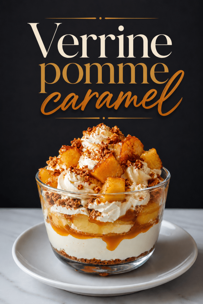 Verrines de tiramisu aux pommes poêlées, caramel beurre salé, crème mascarpone onctueuse et miettes de spéculoos.