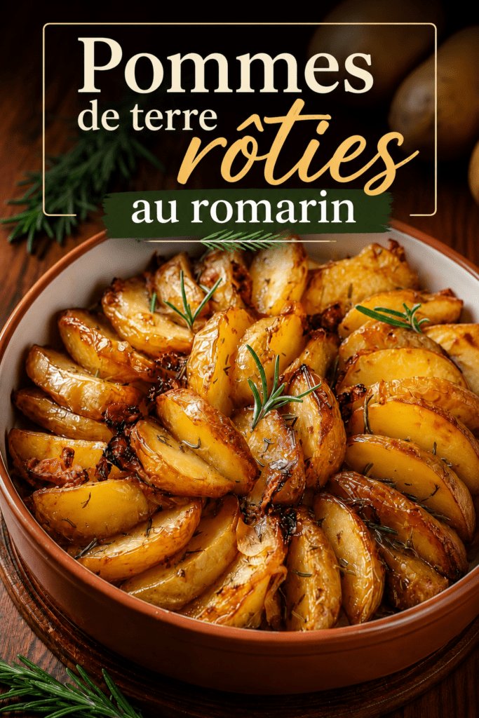Pommes de terre rôties au romarin dorées au four, croustillantes à l’extérieur, fondantes à l’intérieur, avec ail, huile d’olive et herbes.