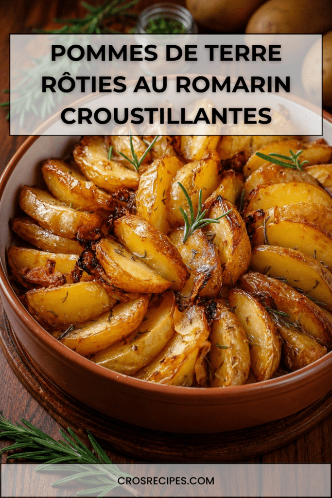 Pommes de terre rôties au romarin dorées au four, croustillantes à l’extérieur, fondantes à l’intérieur, avec ail, huile d’olive et herbes.