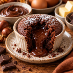 Fondant châtaigne-chocolat individuel au cœur coulant, préparé avec crème de marrons et chocolat noir, servi encore tiède.
